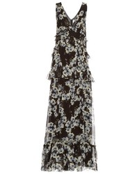 Erdem Mable Rose Hip Night Print Silk Voile Gown
