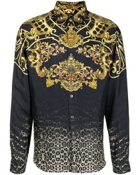 Camilla Baroque Pattern Print Silk Shirt