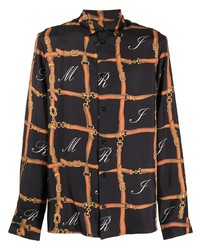 Amiri Belt Print Long Sleeve Silk Shirt