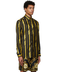 Versace Black Gold Silk Chain Shirt