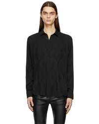 Saint Laurent Black Silk Yves Collar Shirt