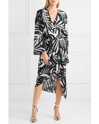 Michael Kors Collection Asymmetric Printed Silk De Chine Midi Dress