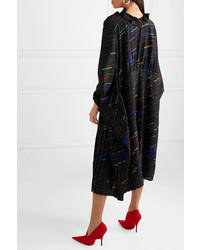 Balenciaga Ruffled Printed Silk De Chine Midi Dress