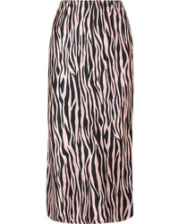 Olivia Von Halle Isla Printed Silk Satin Midi Skirt