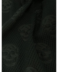 Alexander McQueen Black Skull Print Wool Scarf