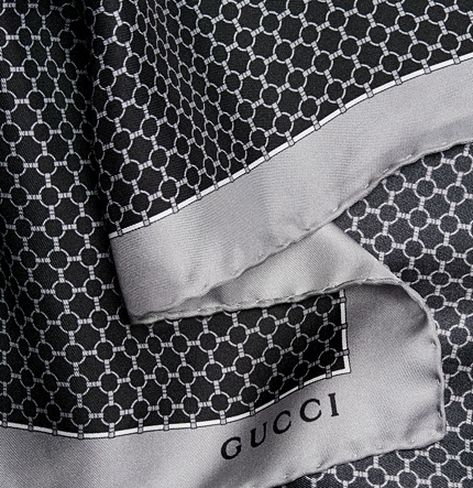 Gucci Black Silk Pocket Square