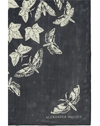 Nobrand Ivy And Moth Print Silk Chiffon Scarf