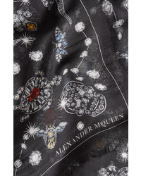 Alexander McQueen Jeweled Print Scarf With Silk
