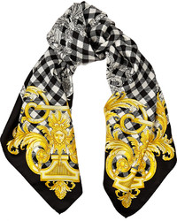 Versace Printed Silk Scarf - Black  Versace scarf, Versace print, Printed  silk scarf