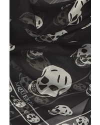 Alexander McQueen Skull Print Silk Chiffon Scarf