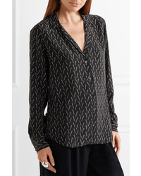 Equipment Adalyn Printed Washed Silk Shirt Black