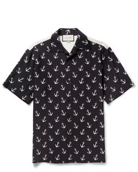 Gucci Camp Collar Printed Silk Crepe De Chine Shirt