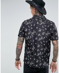 Asos Regular Fit Silk Shirt With Floral Print