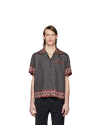 Dolce and Gabbana Black And Burgundy Silk Bandana Print Shirt