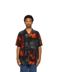 Y/Project Black And Red Silk Rose Resort Short Sleeve Shirt
