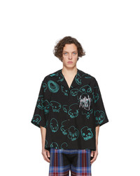 Charles Jeffrey Loverboy Black Oversized Skulls Print Hawaiian Short Sleeve Shirt