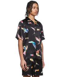 Nahmias Black Silk Hummingbird Shirt