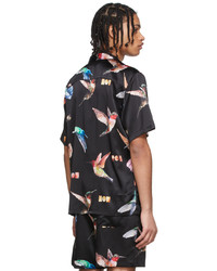 Nahmias Black Silk Hummingbird Shirt