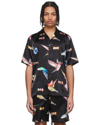 Nahmias Black Silk Hummingbird Shirt