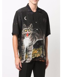 Endless Joy Il Gatto Pazzo Short Sleeve Silk Shirt