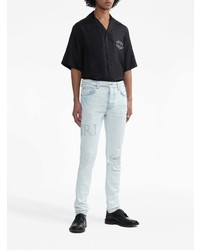 Amiri Logo Print Short Sleeve Silk Shirt