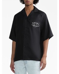 Amiri Logo Print Short Sleeve Silk Shirt