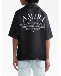 Amiri Logo Print Short Sleeve Silk Shirt