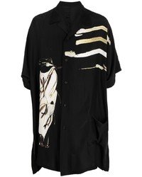 Yohji Yamamoto Painterly Print Silk Shirt