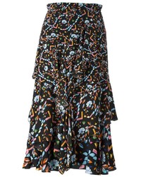 Peter Pilotto Floral Print Ruffled Skirt