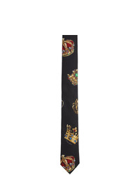 Dolce and Gabbana Black Silk Crown Tie