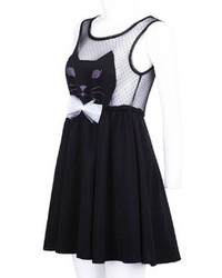 Romwe Cat Face Black Dress