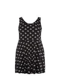 New Look Inspire Black Lace Heart Print Skater Dress