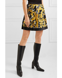 Versace Pleated Printed Silk Twill Mini Skirt