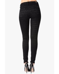 7 For All Mankind Mid Rise Skinny Contour In Black Jacquard