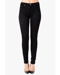 7 For All Mankind Mid Rise Skinny Contour In Black Jacquard