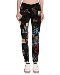 Dolce & Gabbana Dg Queen Graffiti Print Skinny Jeans Black