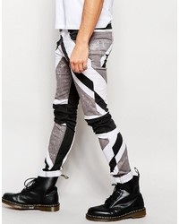 Religion Jeans With Monochrome Union Jack Print In Super Skinny Fit