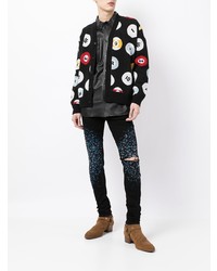 Amiri Paint Splatter Print Skinny Cut Jeans