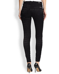 7 For All Mankind Pieced Jacquard Skinny Jeans