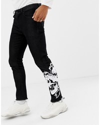 ASOS DESIGN Skinny Jeans In Black With Skull Print