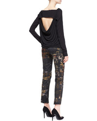 Donna Karan Slim Abstract Printed Pants Blackmulti