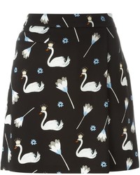 Markus Lupfer Swan Print Mini Skirt