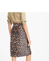 J.Crew Petite Tie Waist Skirt In Leopard Print