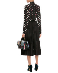 MSGM Pleated Skirt With Spot Print