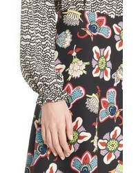 Valentino Pop Floral Print Crepe Midi Skirt