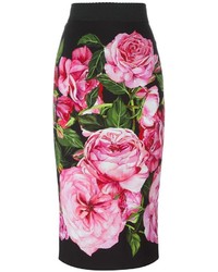 Dolce & Gabbana Rose Print Straight Skirt