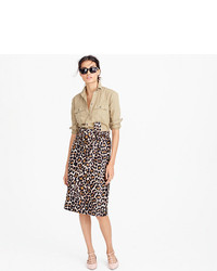 J.Crew Tall Tie Waist Skirt In Leopard Print