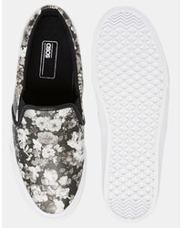 Asos Brand Slip On Sneakers In Floral Print