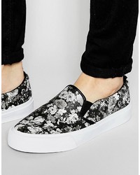 Asos Brand Slip On Sneakers In Floral Print
