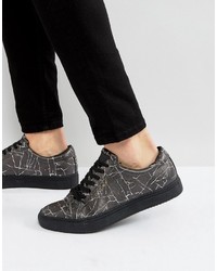 Religion Crack Print Sneakers In Black